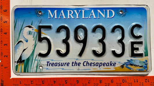 undated Maryland #53933 C/E Passenger Chesapeake License Plate