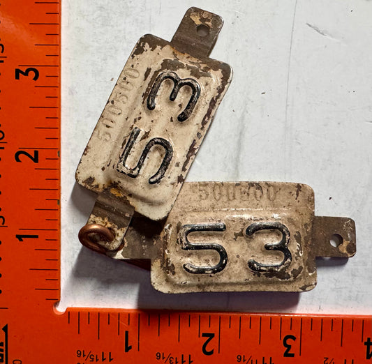 1953 Maryland #500500 Passenger License Plate Date Tab PAIR