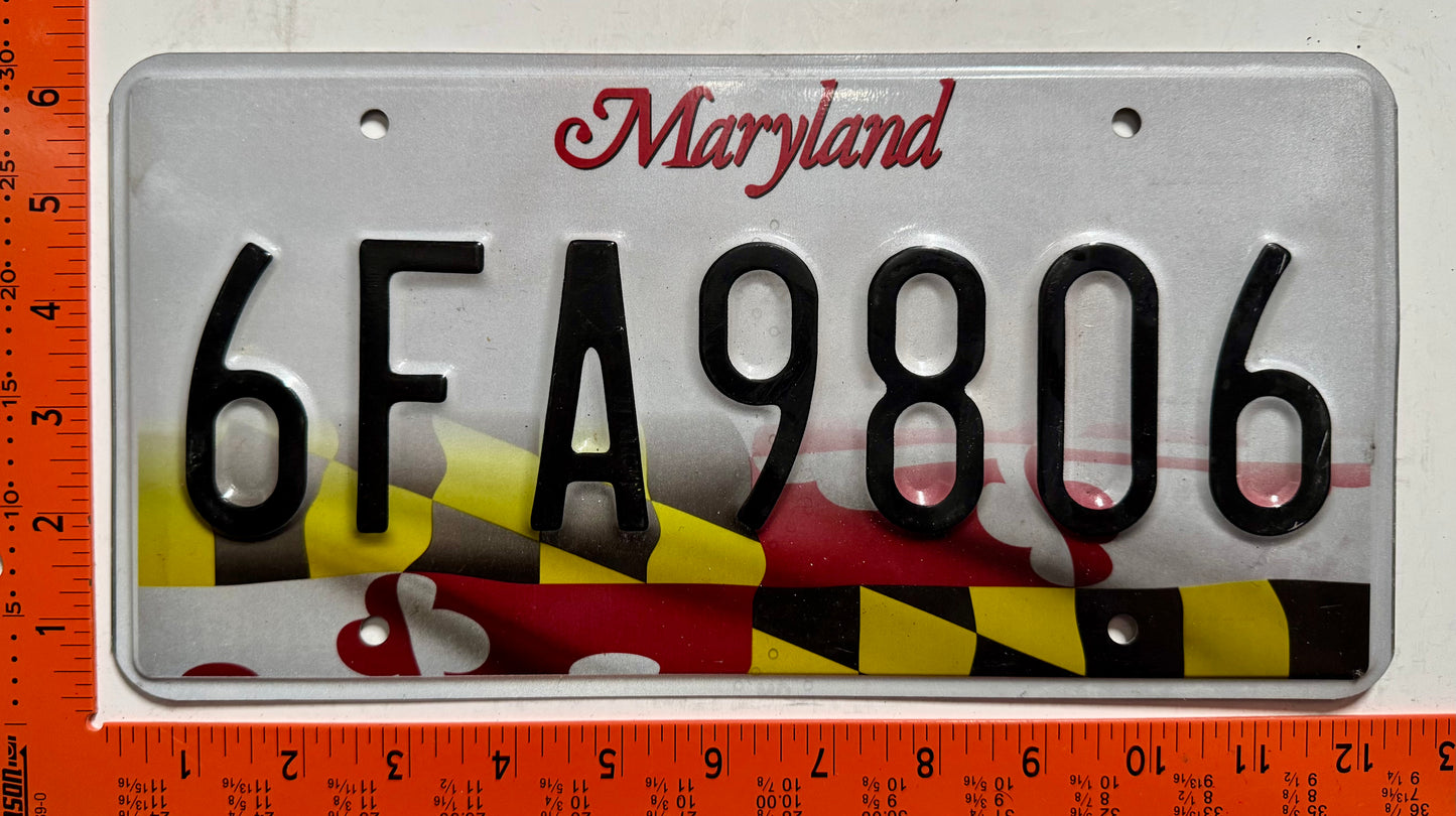 undated Maryland #6FA9806 Passenger License Plate