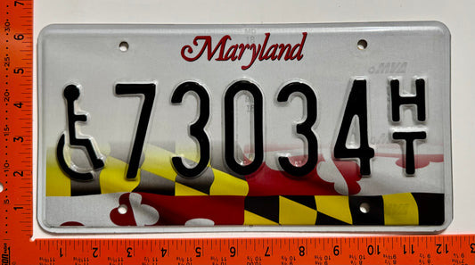 undated Maryland #73034 H/T Handicapped License Plate