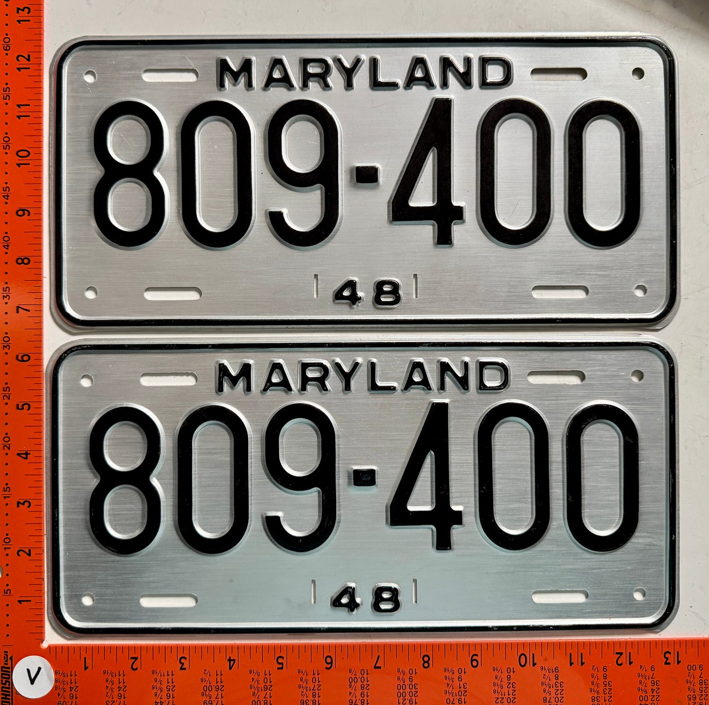 1948 Maryland #809-400 Truck License Plate (Pair Original Envelope)