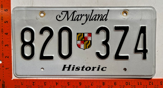 undated Maryland #820 3Z4 Historic License Plate