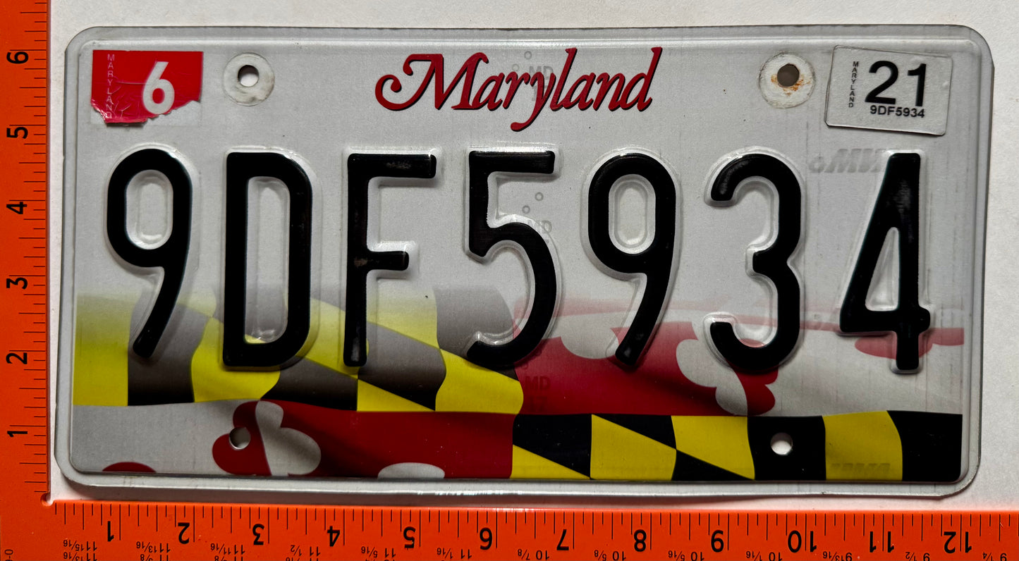 2021 Maryland #9DF5934 Passenger License Plate
