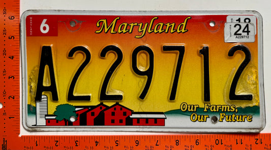 2024 Maryland #A229712 Agriculture Passenger License Plate