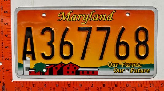 undated Maryland #A367768 Passenger Agriculture License Plate