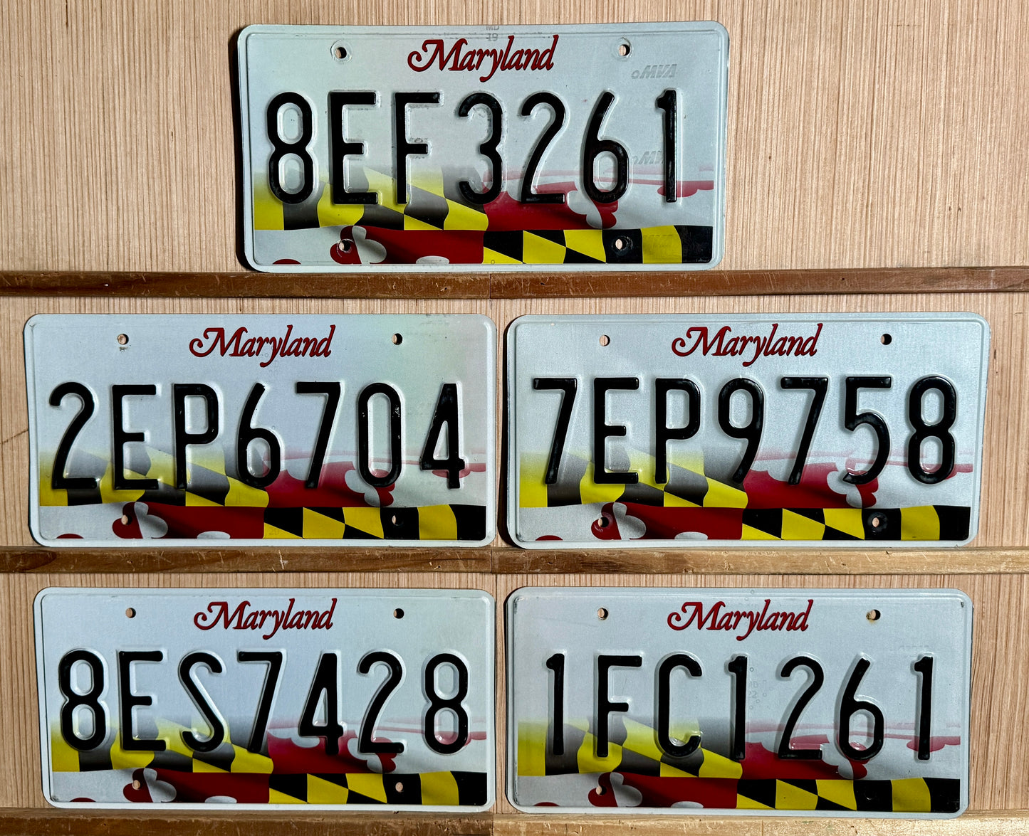 Group of 5 Maryland Flag License Plates (Crafter)