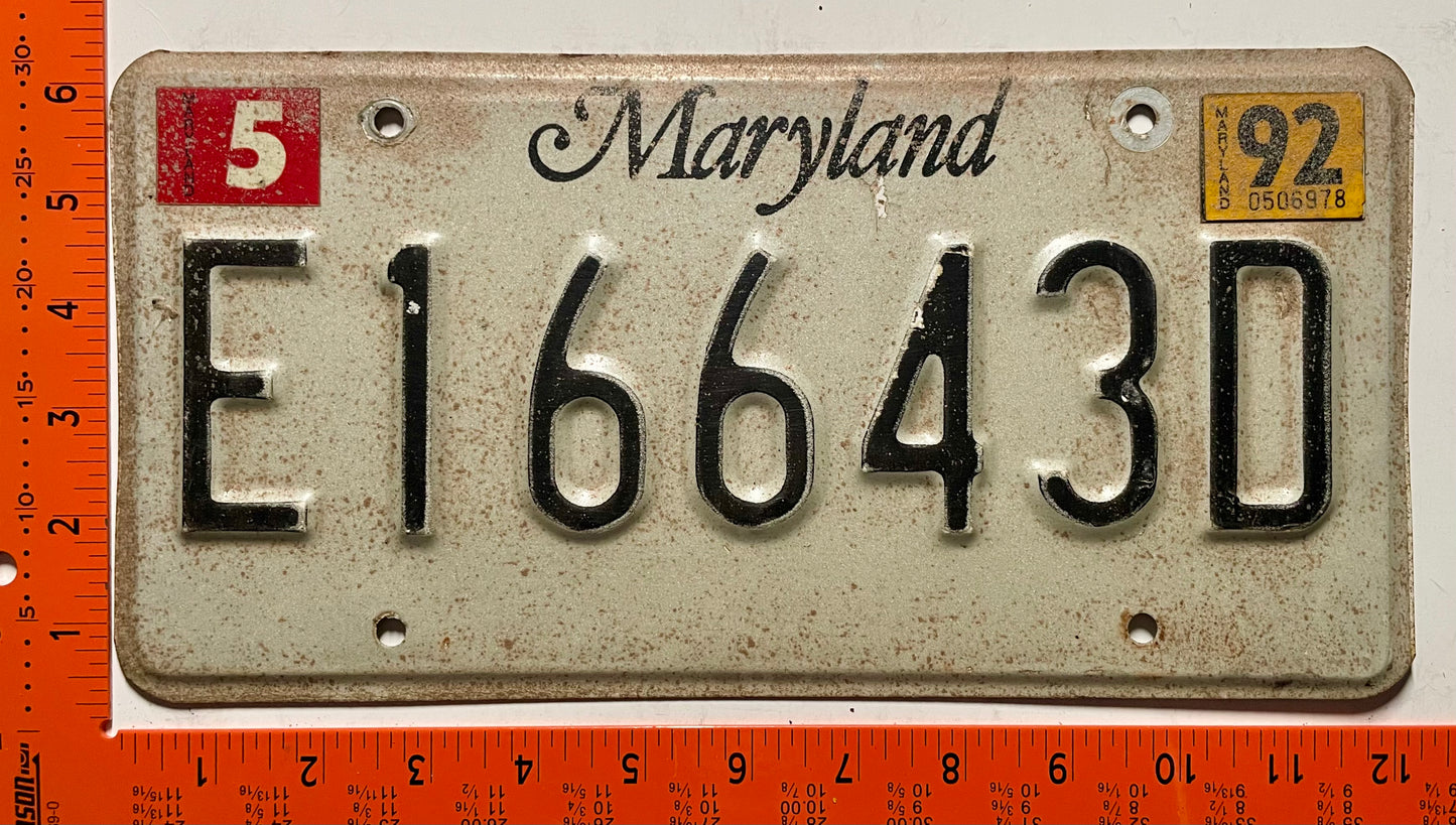 1992 Maryland #E16643D Dump Truck License Plate