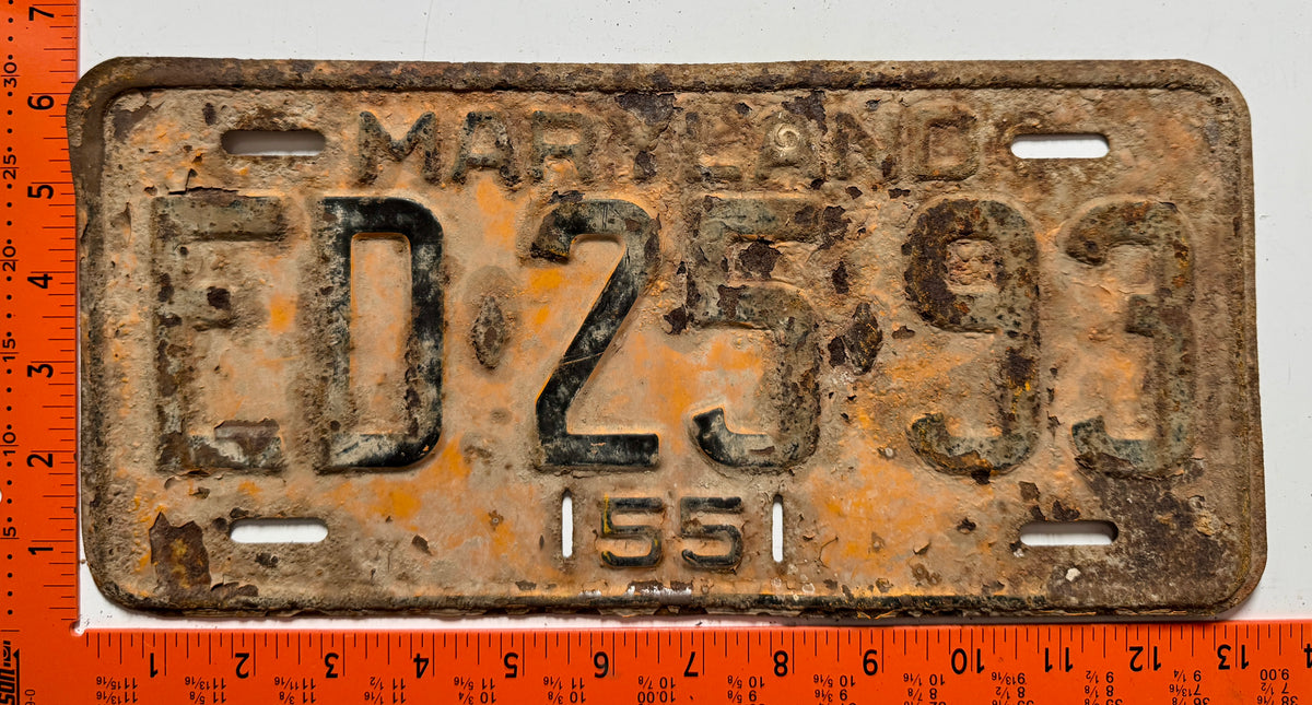 1955 Maryland #ED-25-93 Passenger License Plate (Crafter)