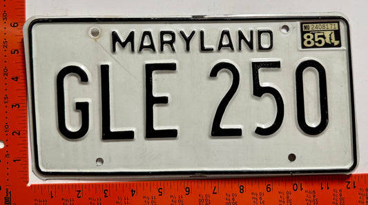 1985 Maryland #GLE 250 Passenger License Plate