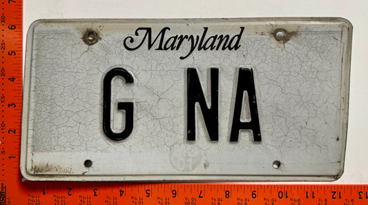 undated Maryland #G NA Passenger License Plate