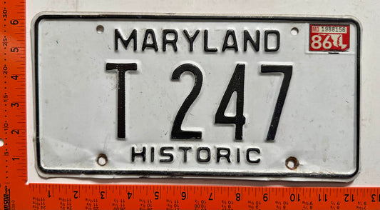 1986 Maryland #T 217 Historic License Plate