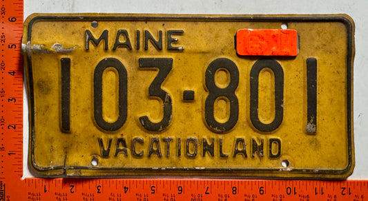 1961 Maine #103-801 Passenger License Plate (Crafter)