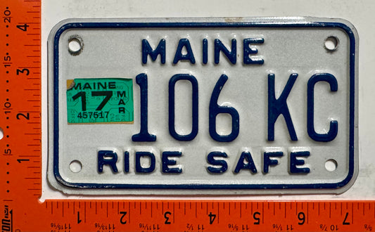2017 Maine #106 KC Motorcycle License Plate