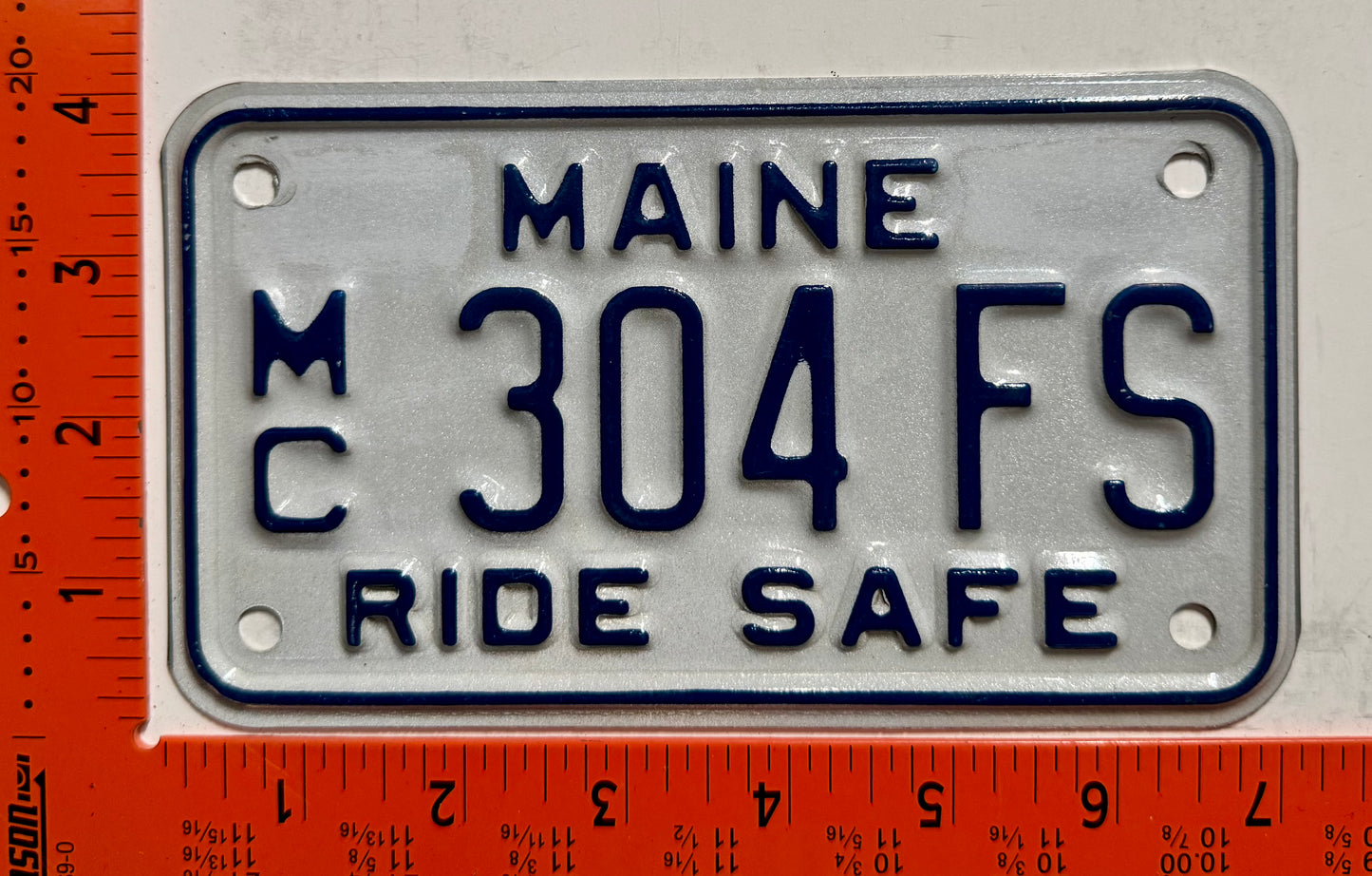 undated Maine #304 FS Motorcycle License Plate