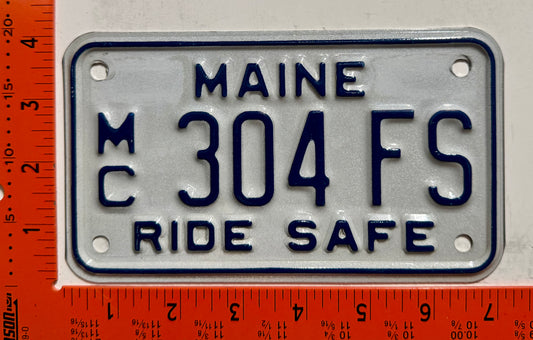 undated Maine #304 FS Motorcycle License Plate