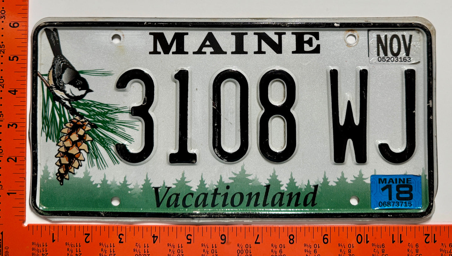 2018 Maine #3108 WJ Passenger License Plate