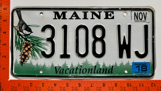 2018 Maine #3108 WJ Passenger License Plate