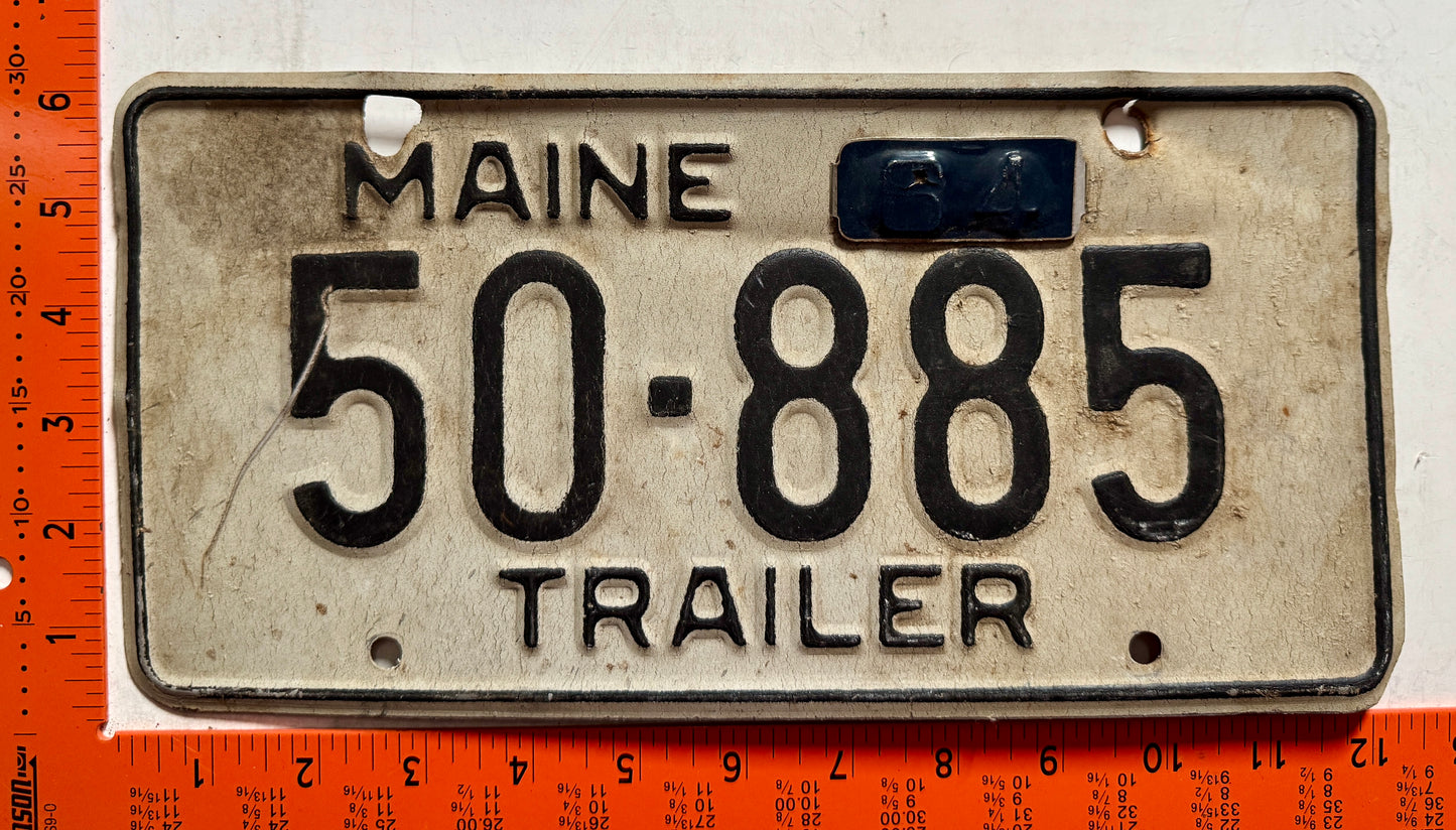 1964 Maine #50-885 Trailer License Plate (Crafter)