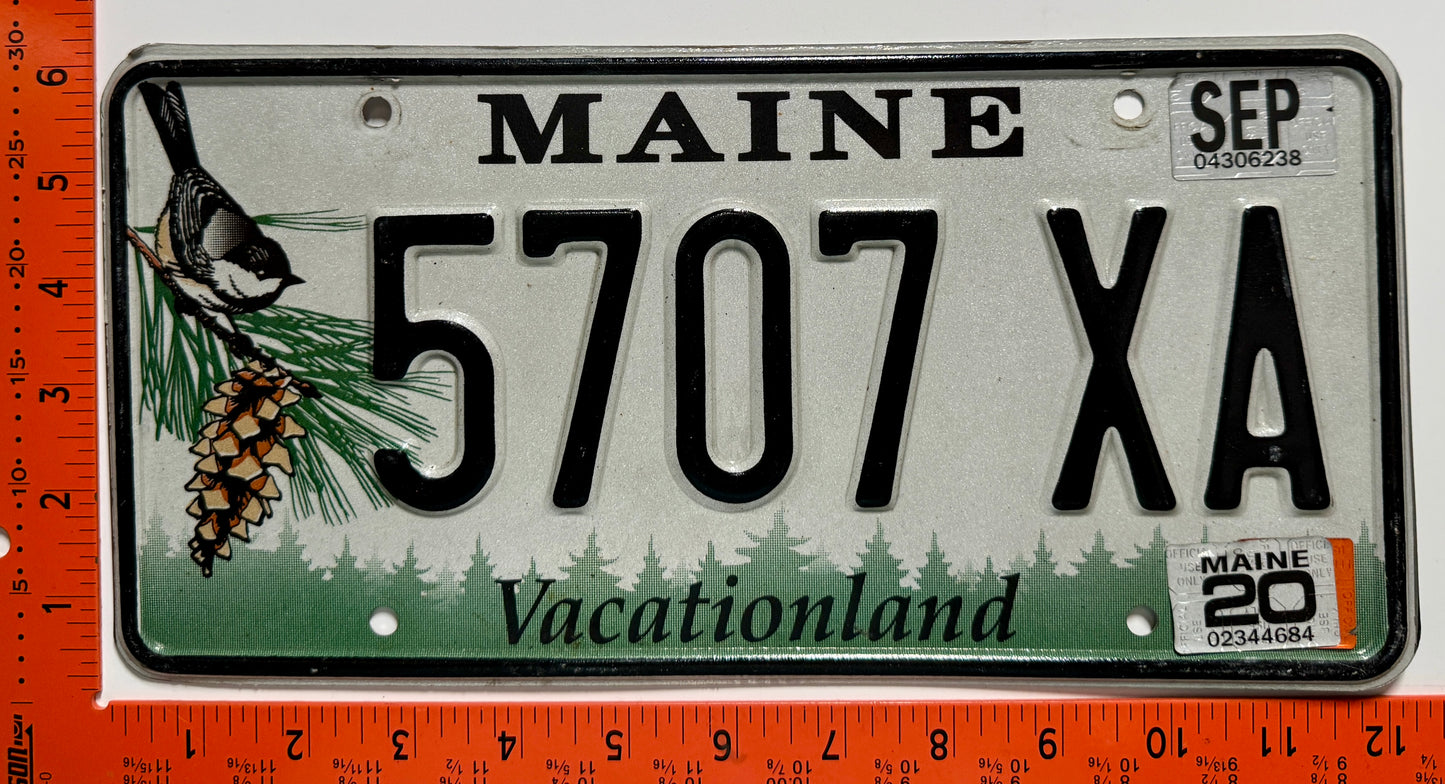 2020 Maine #5707 XA Passenger License Plate