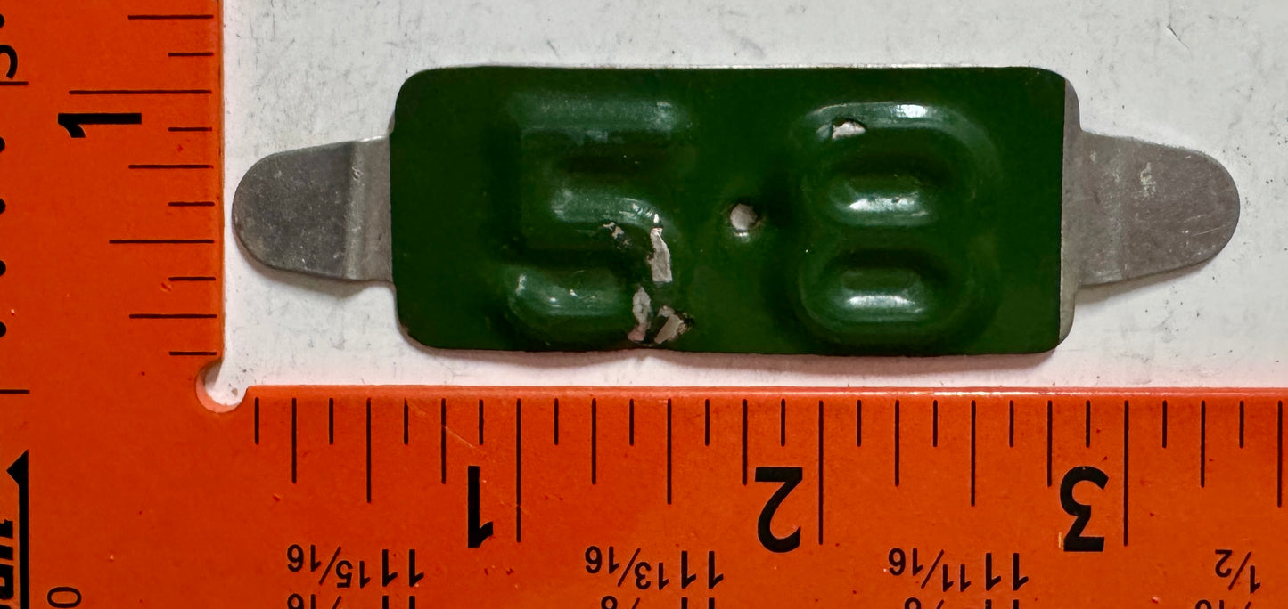 1958 Maine Passenger License Plate Date Tab