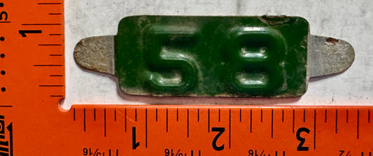 1958 Maine Passenger License Plate Date Tab