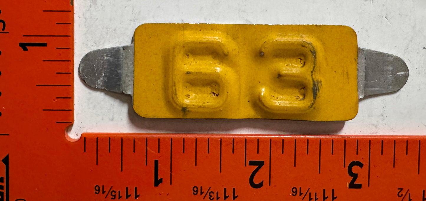 1963 Maine Passenger License Plate Date Tab