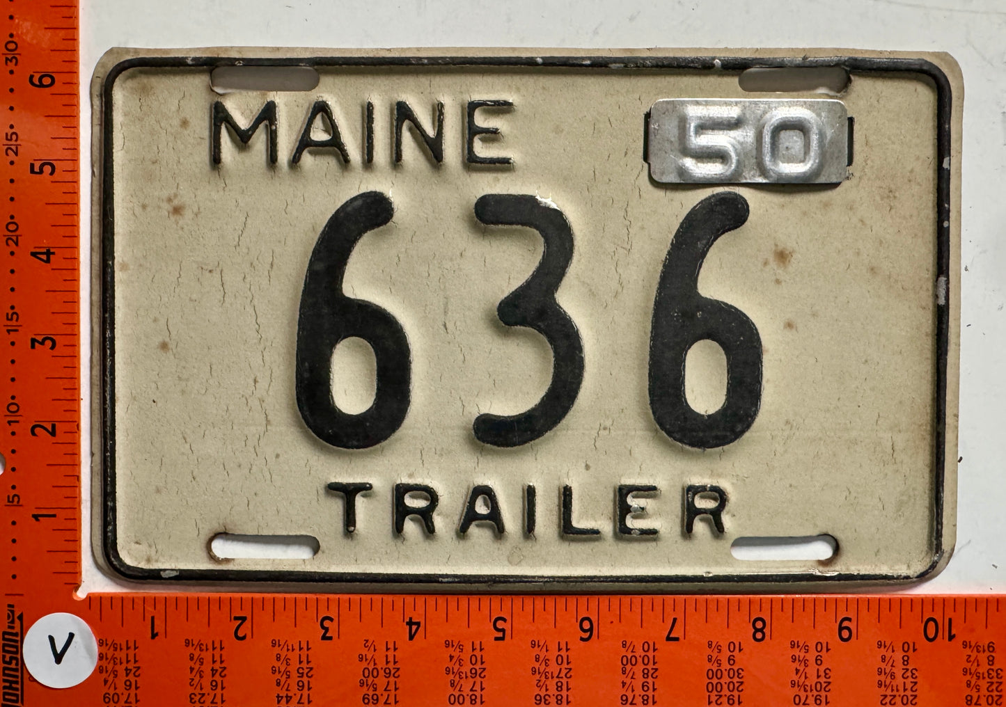 1950 Maine #636 Trailer License Plate
