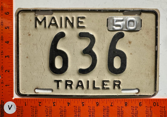 1950 Maine #636 Trailer License Plate