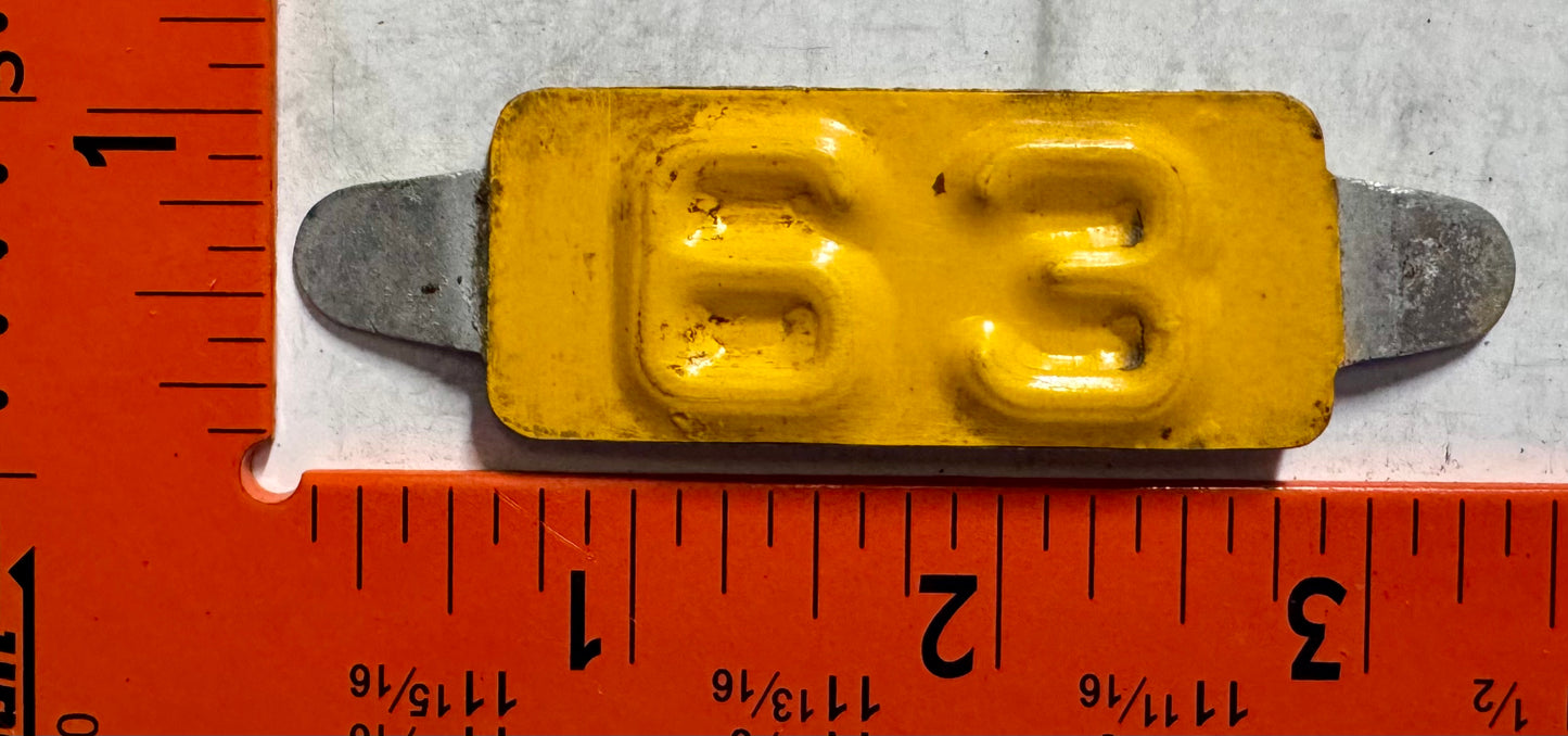 1963 Maine Passenger License Plate Date Tab