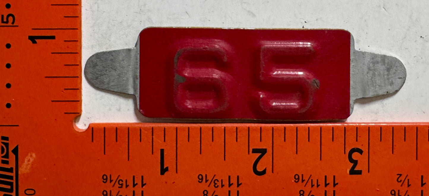 1965 Maine Passenger License Plate Date Tab