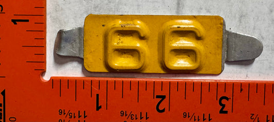 1966 Maine Passenger License Plate Date Tab