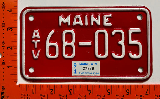 1994 Maine #68-035 ATV License Plate