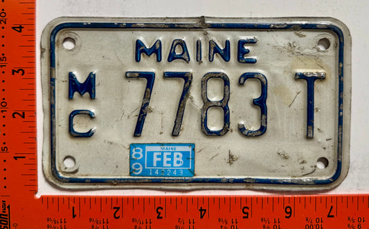 1989 Maine #7783 T Motorcycle License Plate