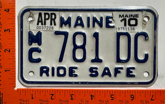 2010 Maine #781 DC Motorcycle License Plate
