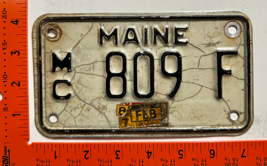 1987 Maine #809 F Motorcycle License Plate