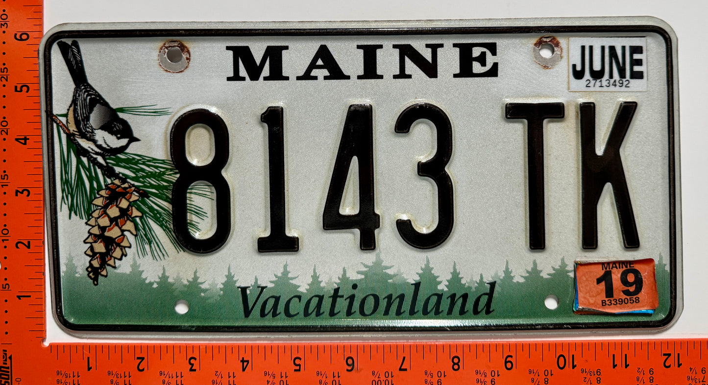 2019 Maine #8143 TK Passenger License Plate