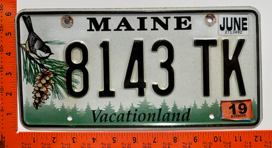 2019 Maine #8143 TK Passenger License Plate