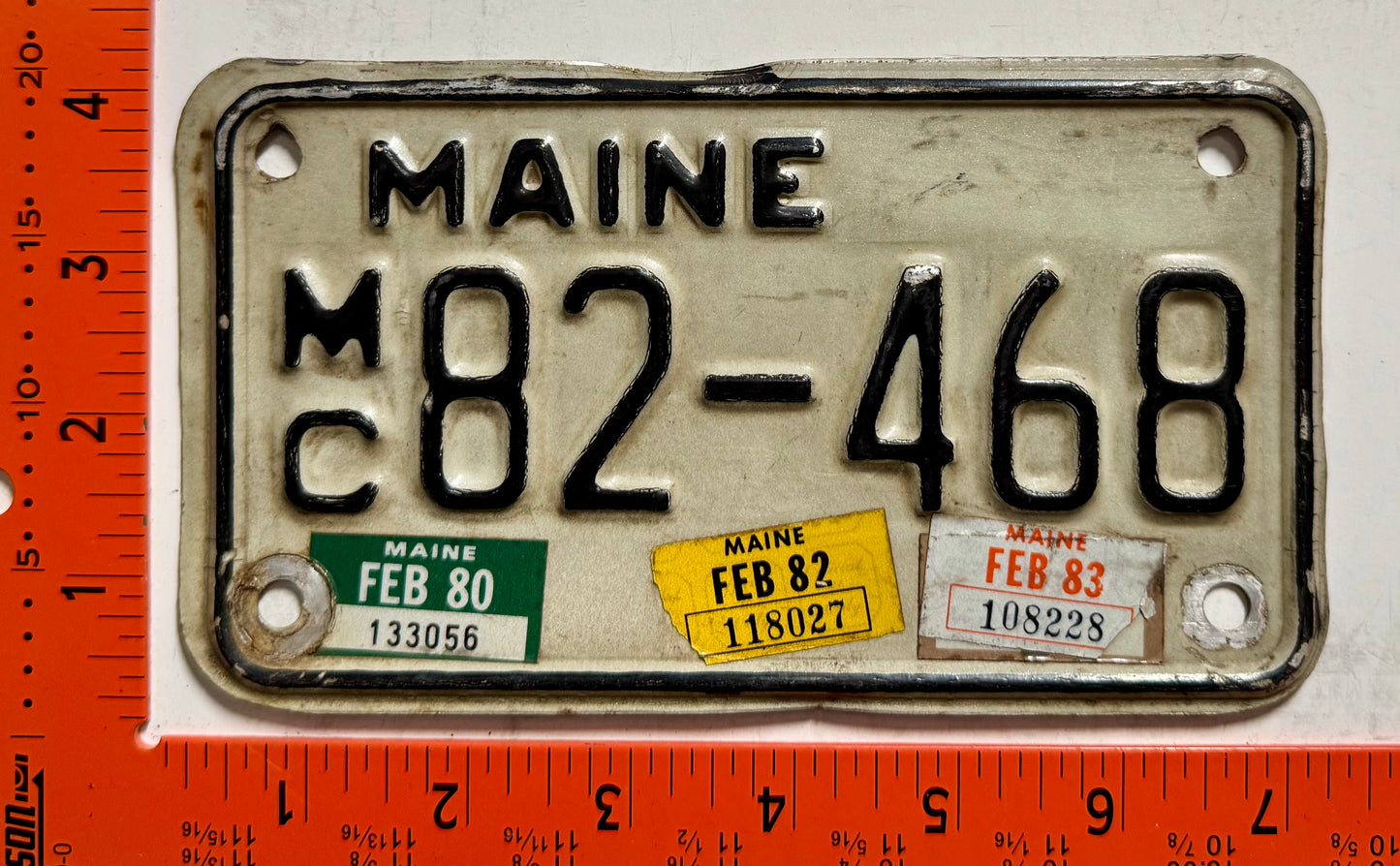 1980/1982/1983 Maine #82-468 Motorcycle License Plate