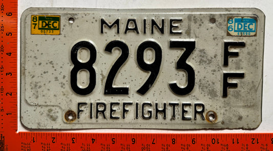 1986/1987 Maine #8293 Firefighter License Plate