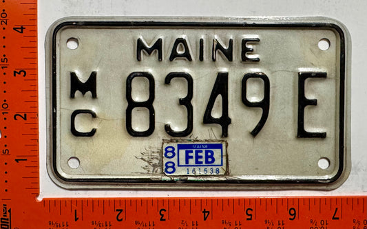 1988 Maine #8349 E Motorcycle License Plate
