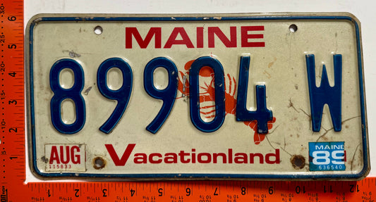 1989 Maine #89904 W Passenger License Plate