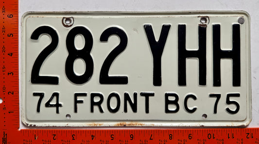 1974/1975 FRONT Baja California, Mexico #282 YHH Passenger License Plate