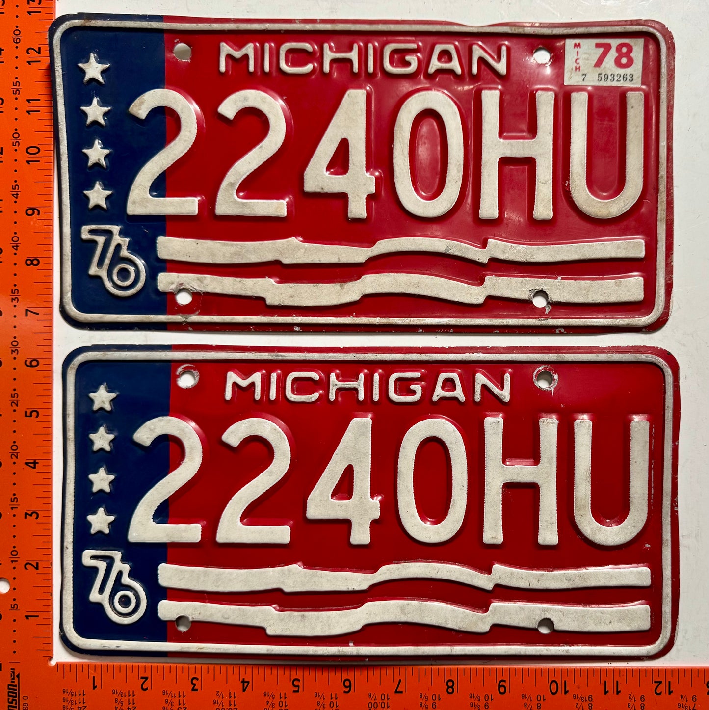 1978 Michigan #2240HU Commercial License Plate PAIR