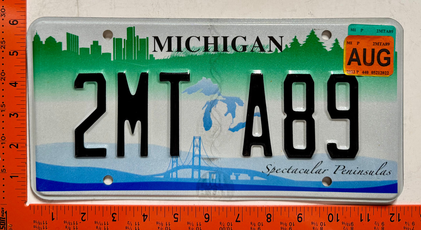 2023 Michigan #2MT A89 Passenger Spectacular Peninsulas License Plate
