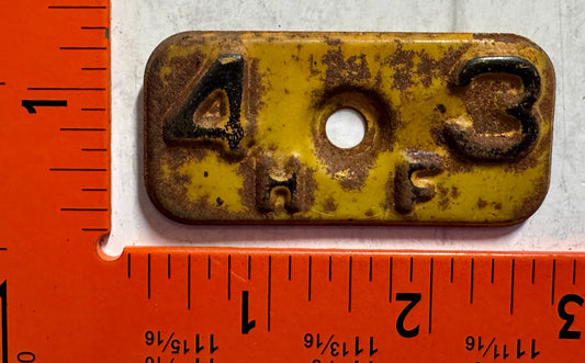 1943 Michigan Truck License Plate Date Tab