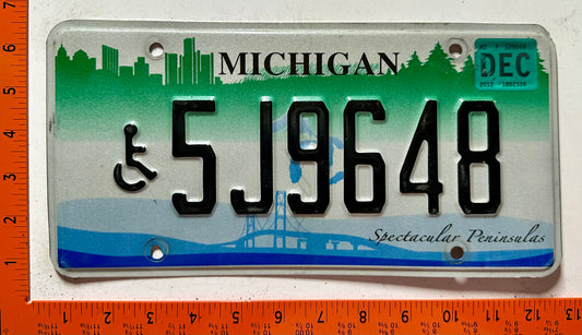 2012 Michigan #5J9648 Handicapped License Plate