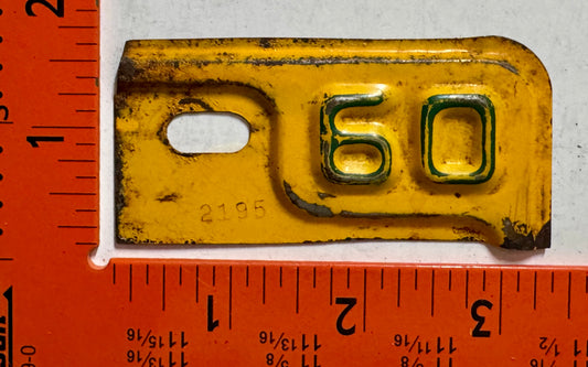 1960 Michigan #2195 Passenger License Plate Date Tab