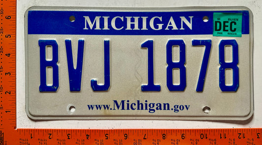 2008 Michigan #BVJ 1878 Passenger License Plate