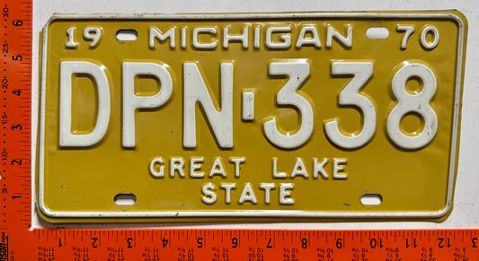 1970 Michigan #DPN-338 Passenger License Plate