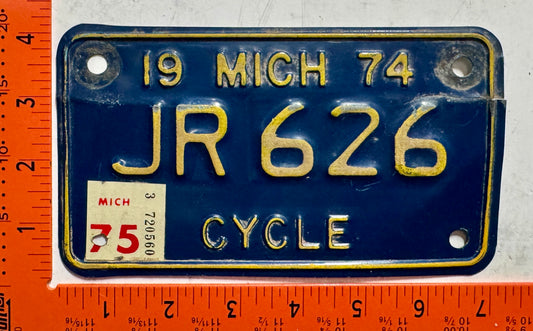 1975 Michigan #JR 626 Motorcycle License Plate